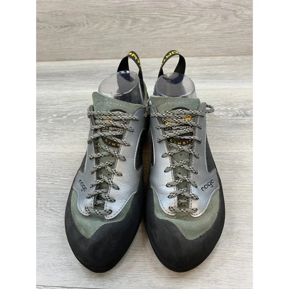 La Sportiva Nago Climbing Shoes Silver Sage Green Vibram XS Edge Mens 7 Womens 8